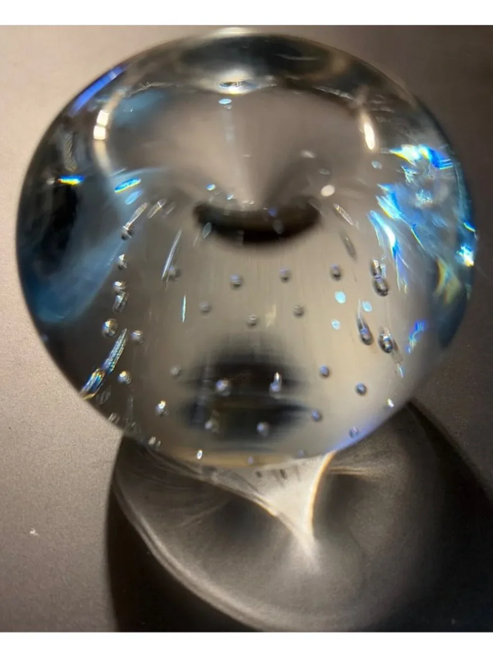Vintage Clear Glass Apple Paperweight Bubble Inclusion Design